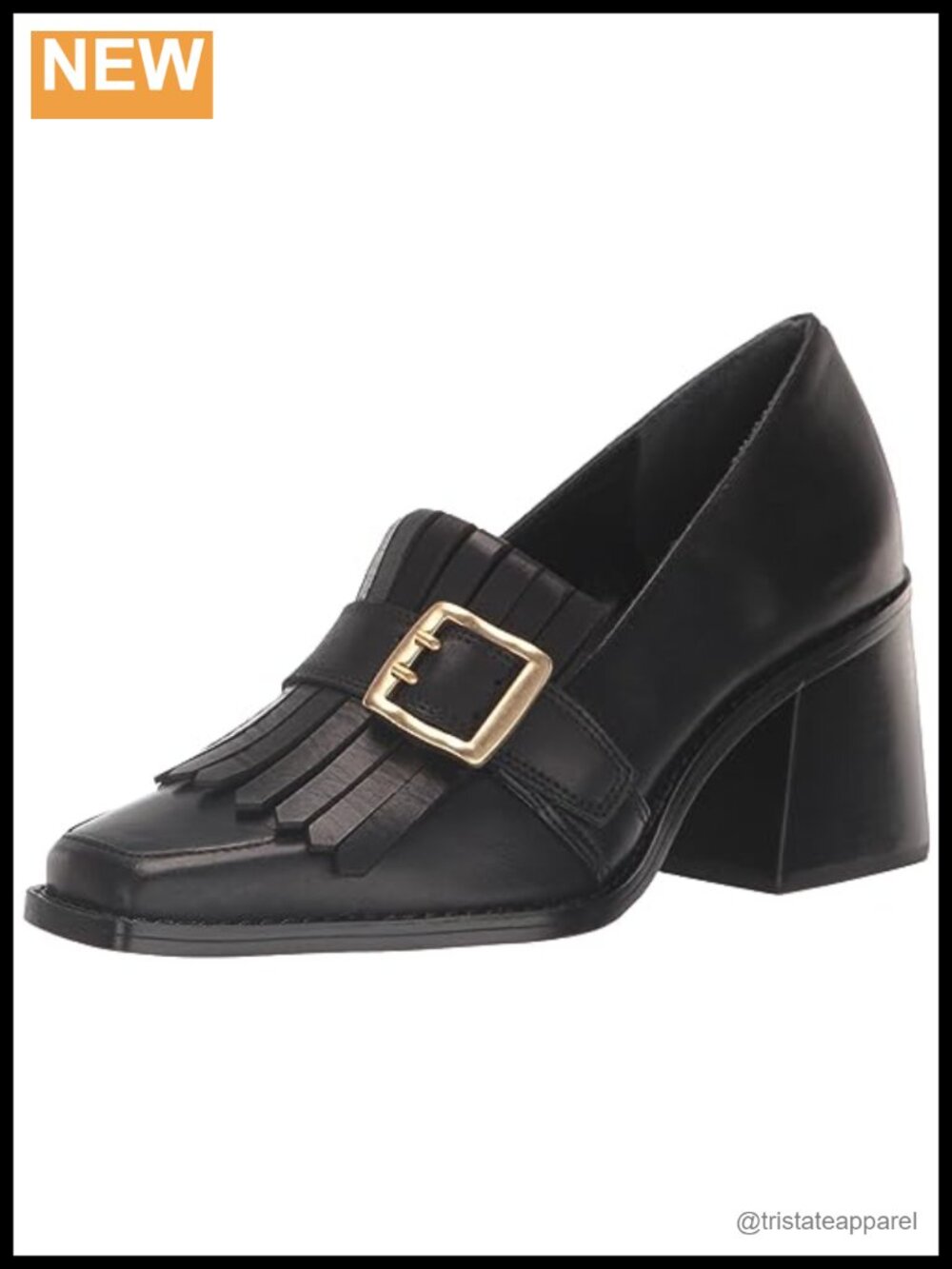 Leather Slip-On Block Heel Pump Loafers